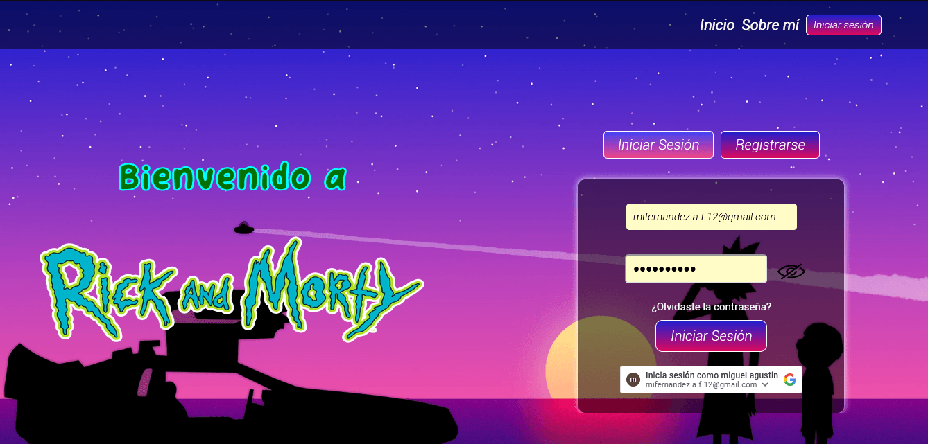 Rick and Morty Web project preview